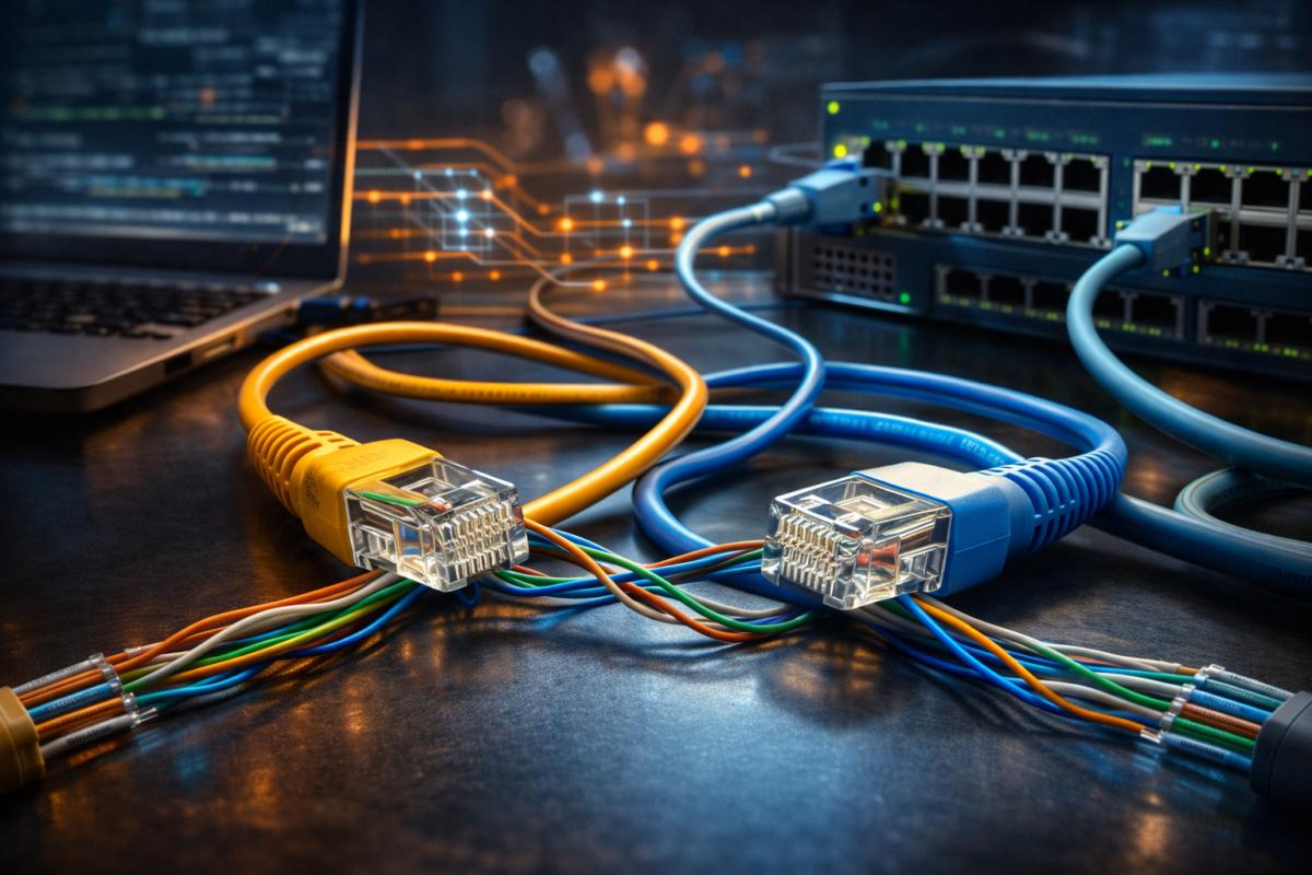 Types of Network Cables Explained: Color Codes, RJ45 Connectors, Straight-Through, Crossover, and Console Cables (CCNA Guide)